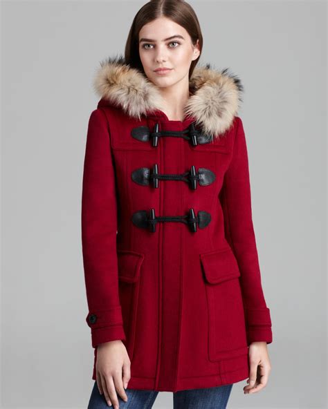 burberry brit blackwell wool toggle coat with fur trim|Burberry Blackwell Wool Toggle Coat with Fur Trim Women.